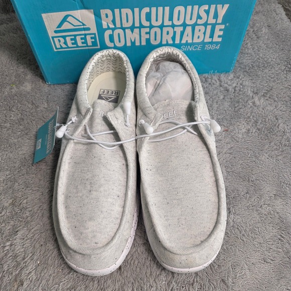 Reef Cushion Coast Off White Bungee Lace Slip‎ On Boat ShoesMens 14 New